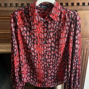 Bardot Mona Leopard Blouse Red and Grey XS